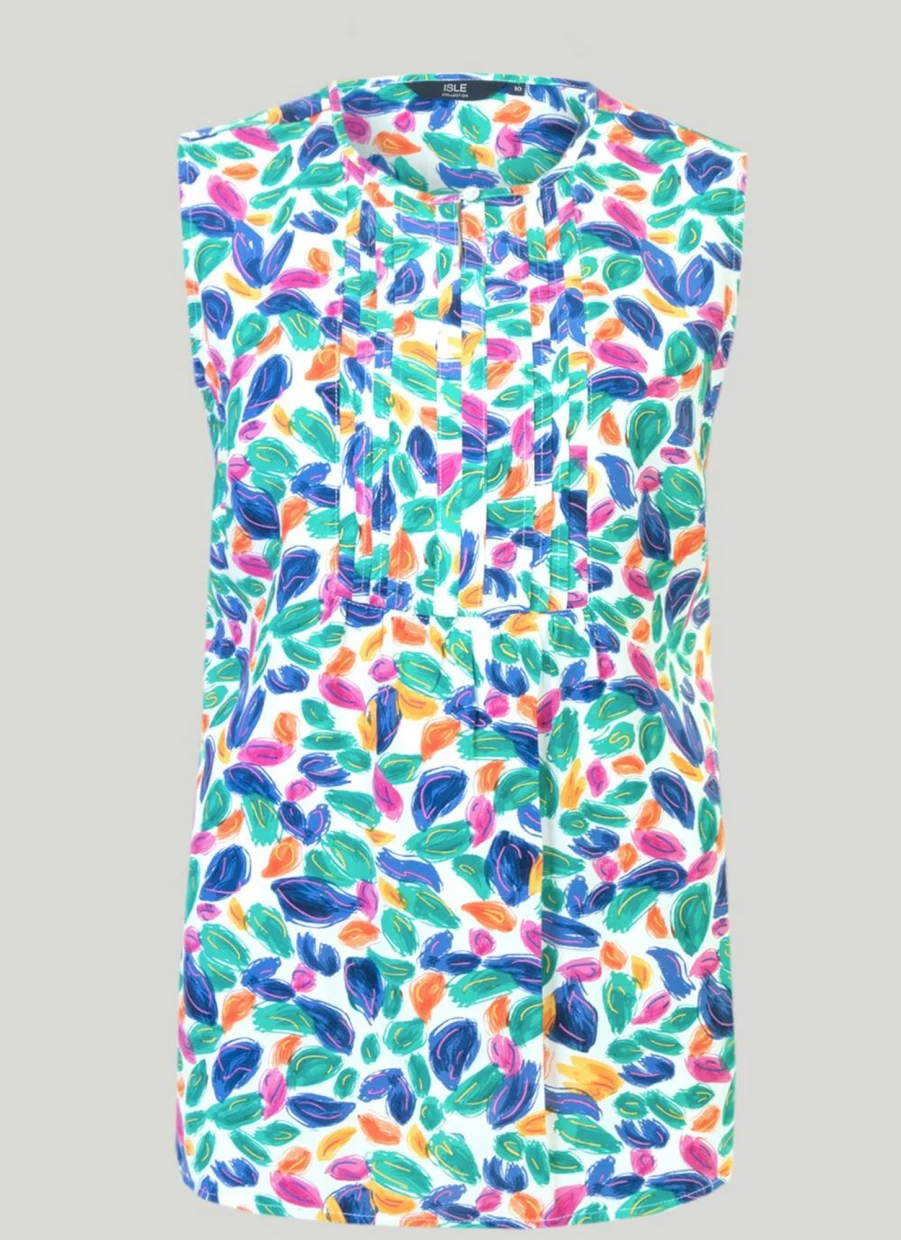 Isle Women's Blue Printed Blouse - Stylish Floral Pattern Top for Women
