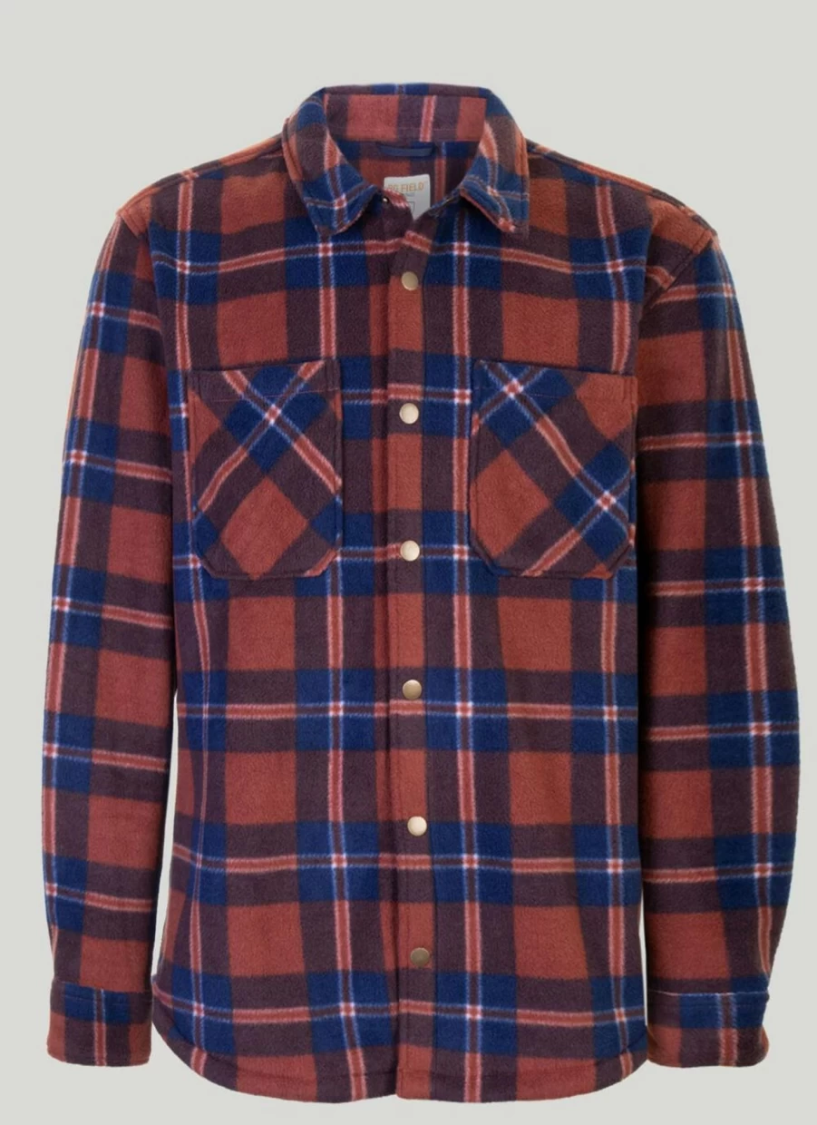 PG Field Men's Checked Fleece Shirt - Soft Plaid Button-Up for Comfort & Style