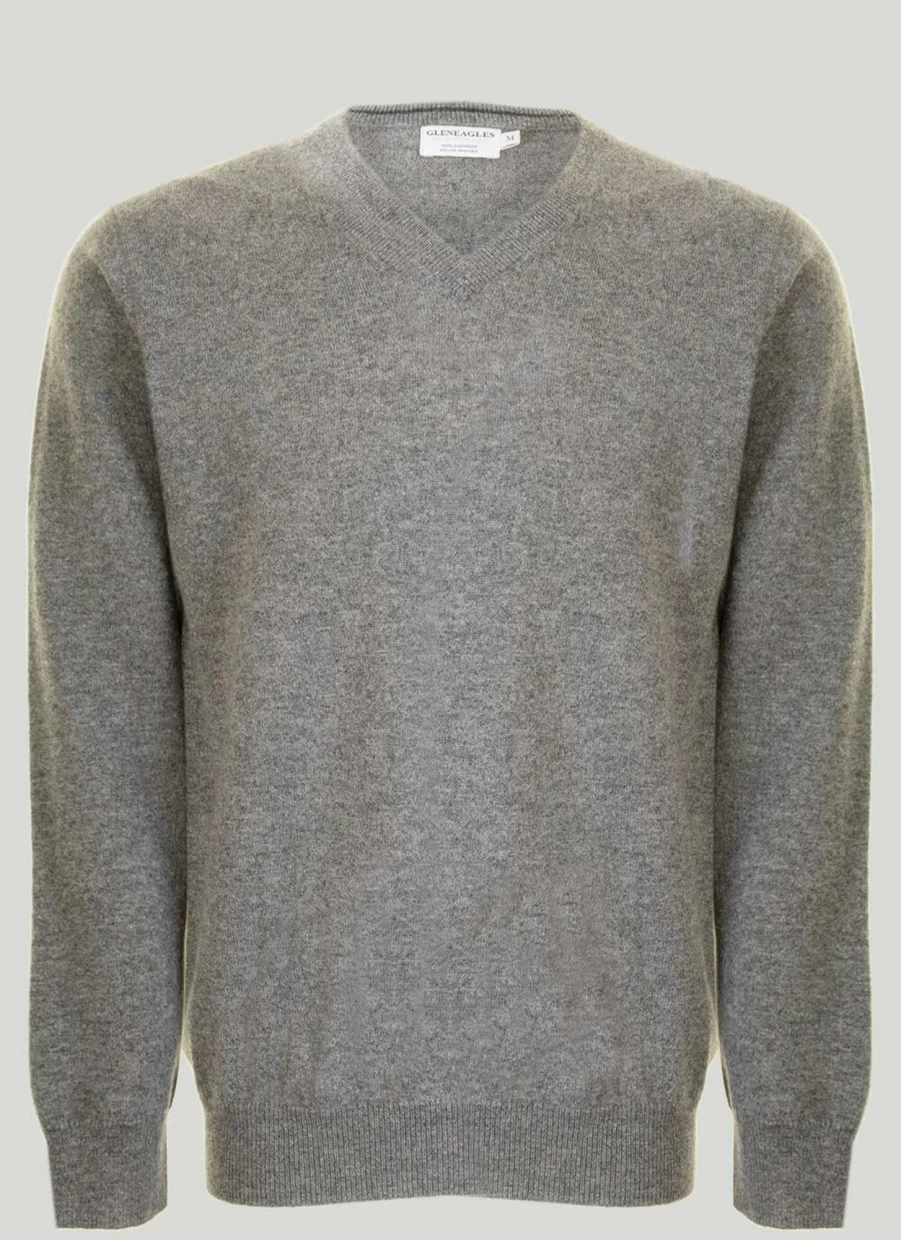 Gleneagles Men's V-Neck Cashmere Sweater Soft Luxury Knitwear