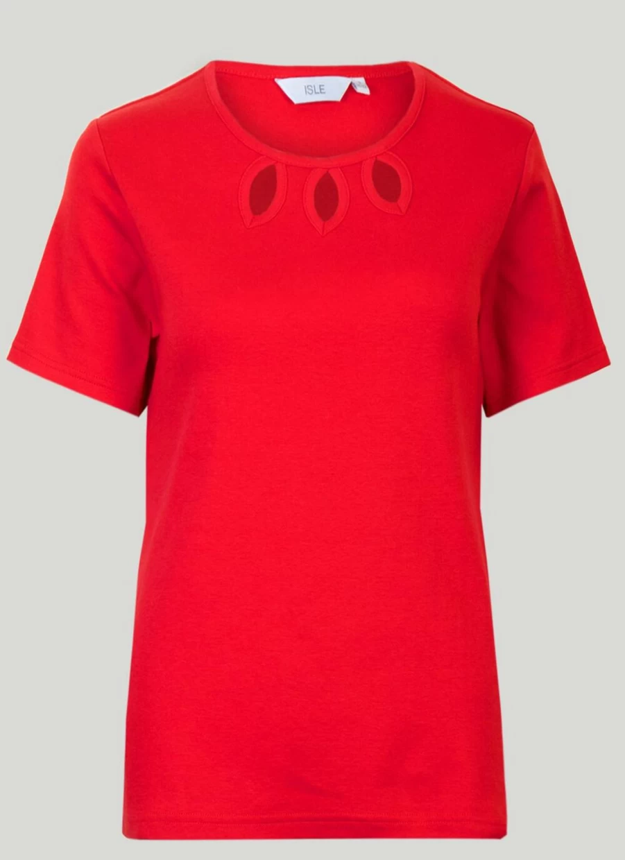"Isle Women's Keyhole Neckline T-Shirt - Stylish Casual Top for Women"
