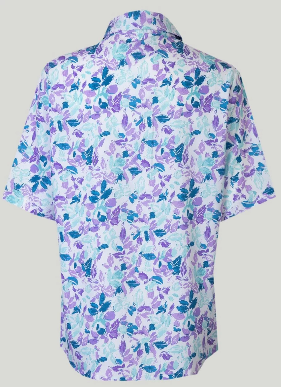 Honor Millburn Women's Stylish Teal Printed Shirt - Trendy Floral Pattern Casual Top