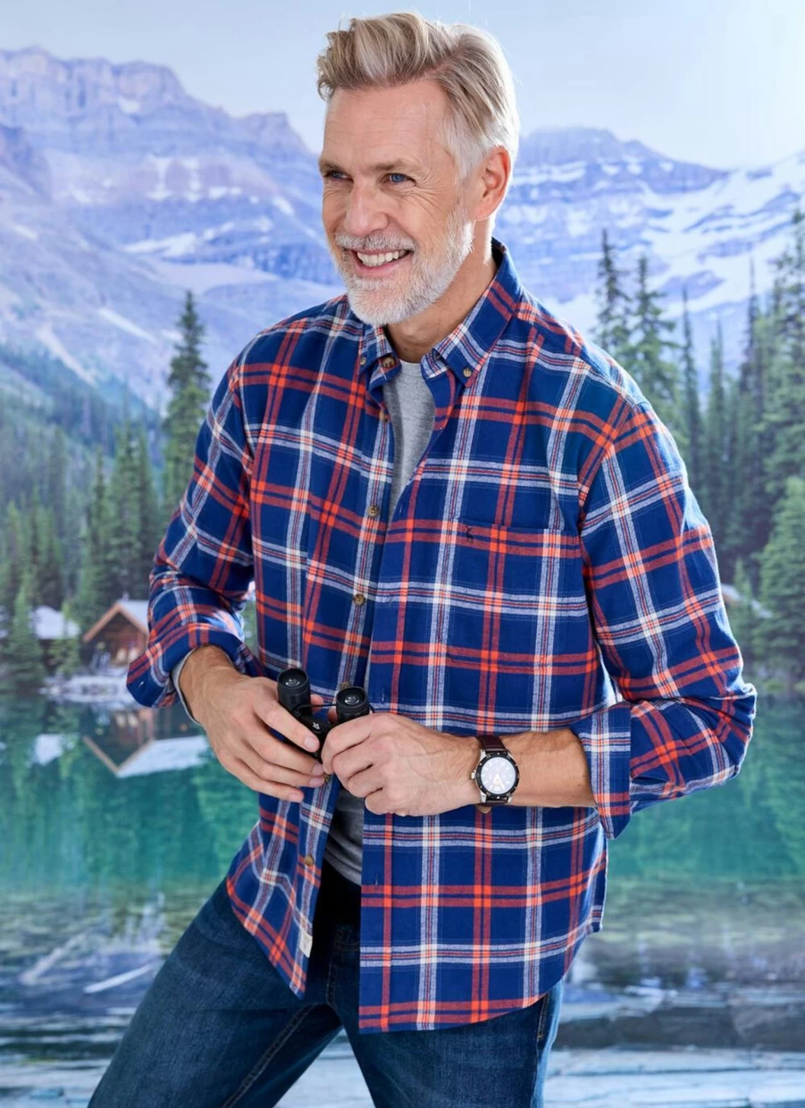 PG Field Men's Cotton Twill Check Shirt - Classic Plaid Button-Up for Men