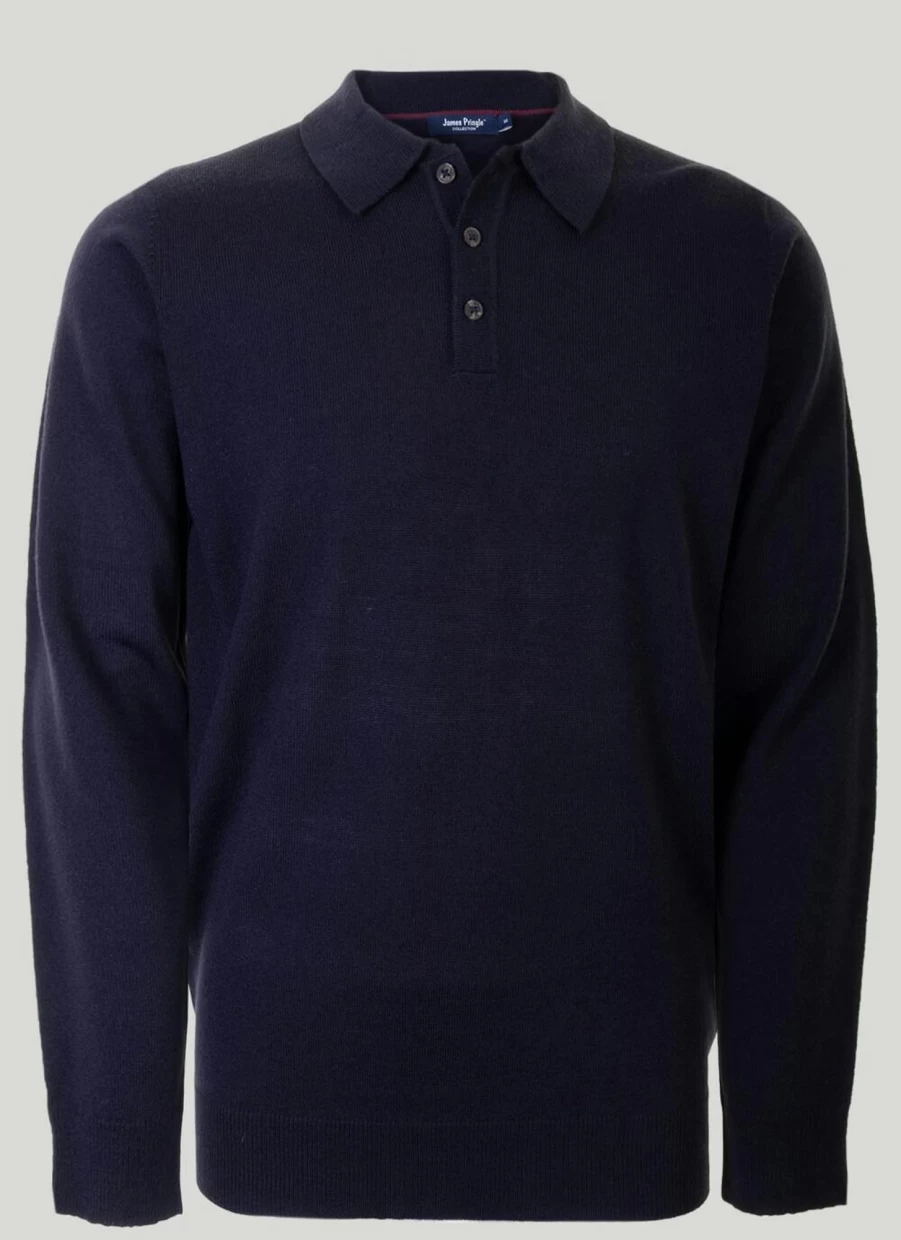 James Pringle Men's Fine Knit Collar Jumper - Premium Wool Sweater for Men
