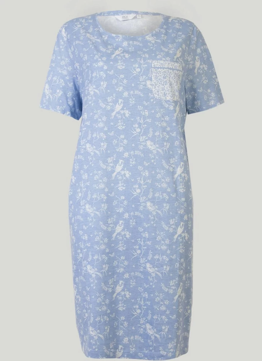 "Isle Women's Contrast Pocket Nightie - Stylish Sleepwear for Comfort"