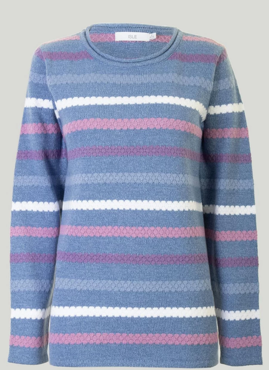 Isle Women's Textured Stripe Knit Jumper - Cozy Striped Sweater