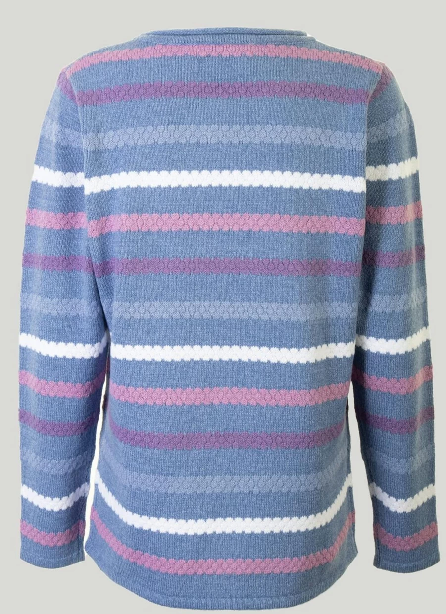Isle Women's Textured Stripe Knit Jumper - Cozy Striped Sweater
