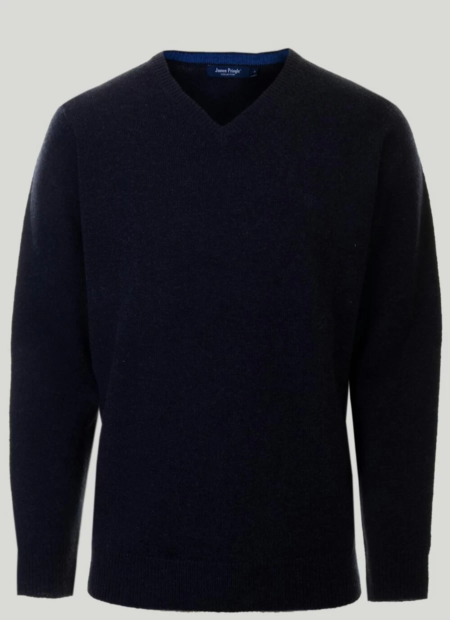 James Pringle Men's Lambswool V-Neck Jumper - Soft Wool Sweater for Men