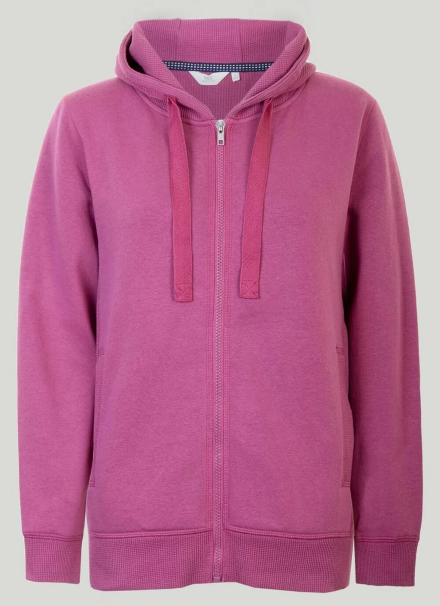 Women's Pink Jersey Hoodie - Isle Loungewear Cozy Pullover Sweatshirt