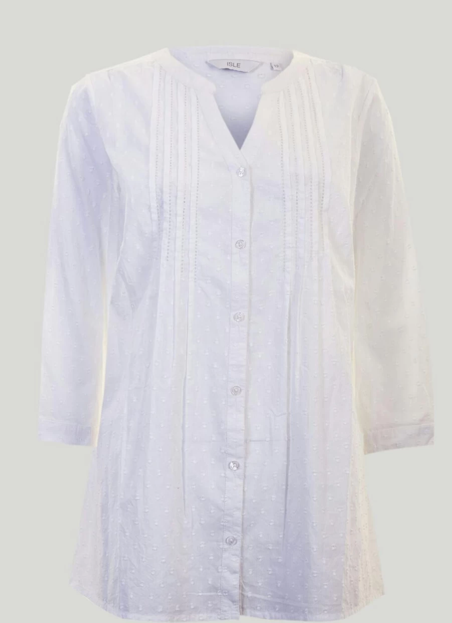 "Isle Women's Cotton Dobby Blouse – Premium Soft Fabric Elegant Top"