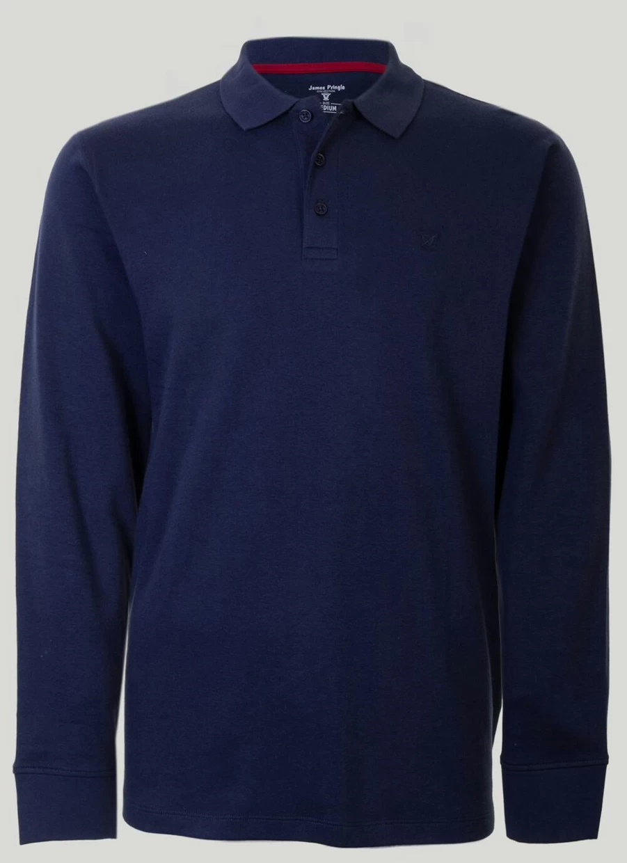 Men's Long Sleeve Polo Shirt by James Pringle - Classic Cotton Comfort Fit Top