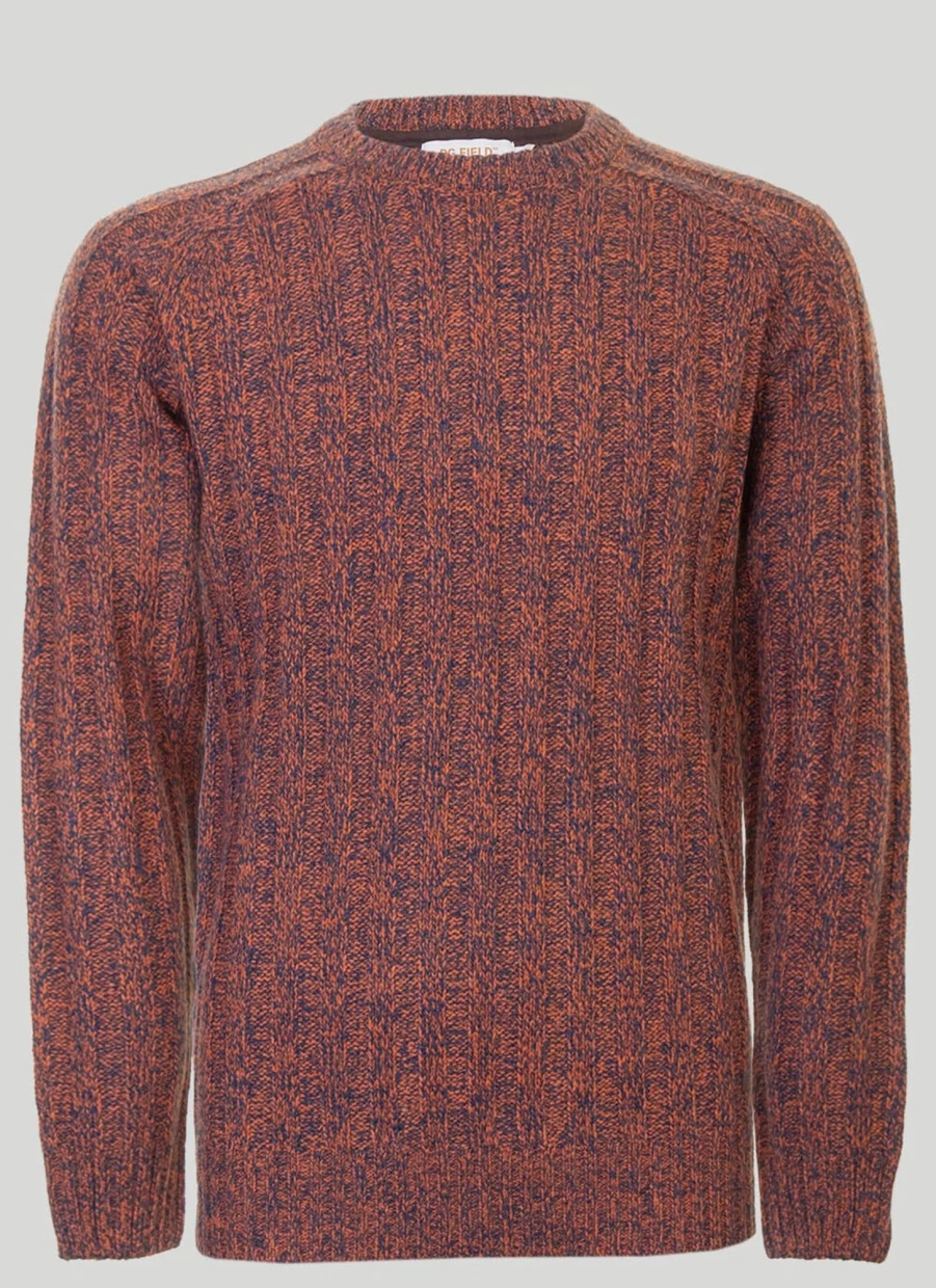 PG Field Men's Crew Neck Ribbed Knit Jumper - Classic Fit Casual Sweater