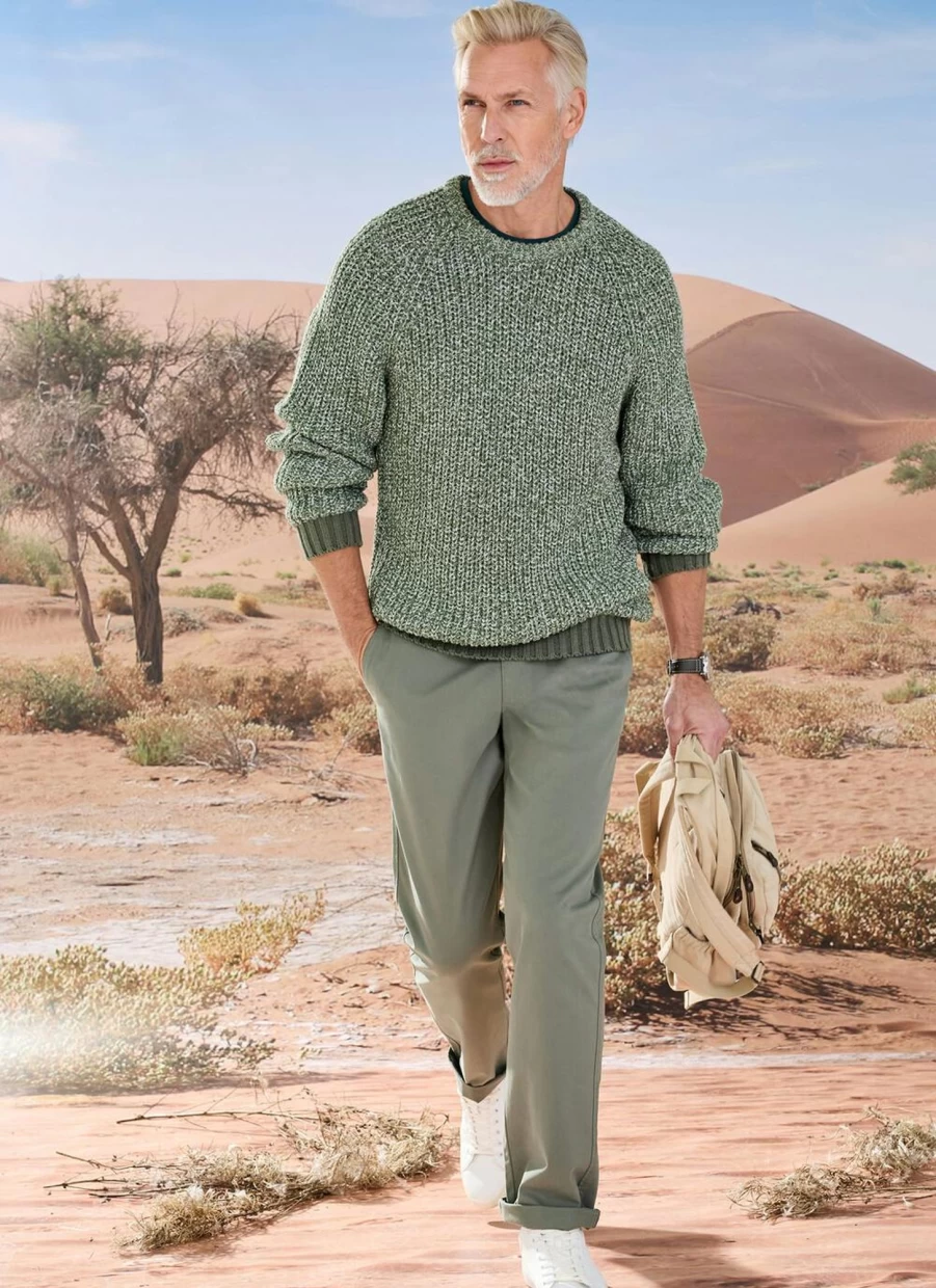 James Pringle Men's Khaki Chino Pants - Classic Fit Casual Trousers
