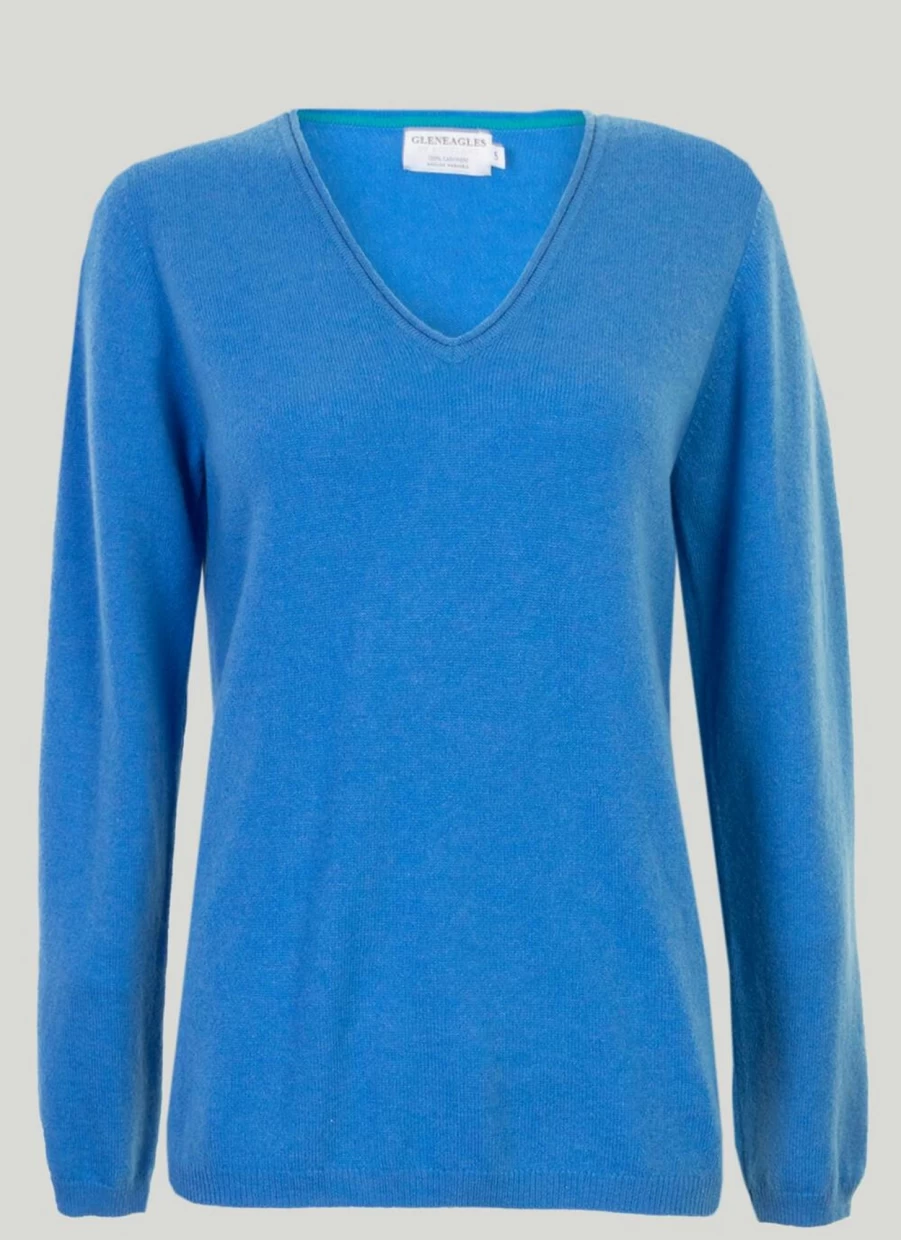 Gleneagles Women's Cashmere V-Neck Jumper - Soft Luxury Sweater for Women