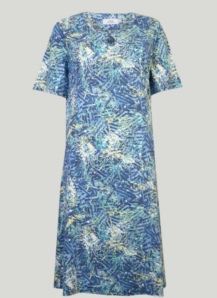 Honor Millburn Women's Blue Print Dress - Stylish Floral Summer Casual Dress