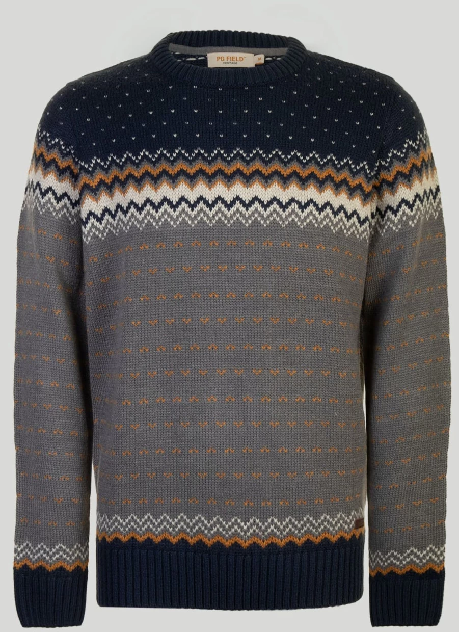 PG Field Men's V-Stitch Fairisle Knit Sweater