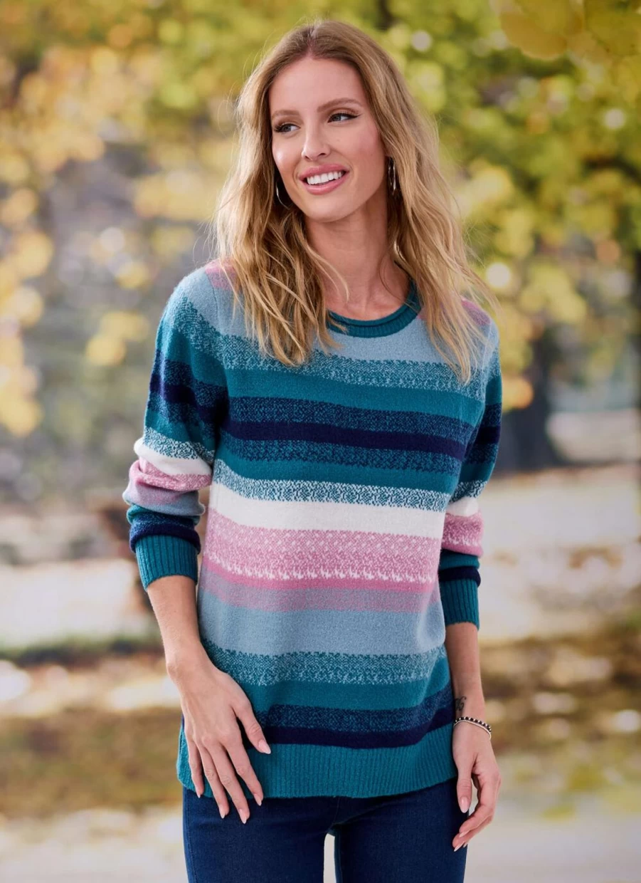 Isle Women's Stripe Jumper - Soft Knit Sweater for Women, Comfortable Striped Pullover