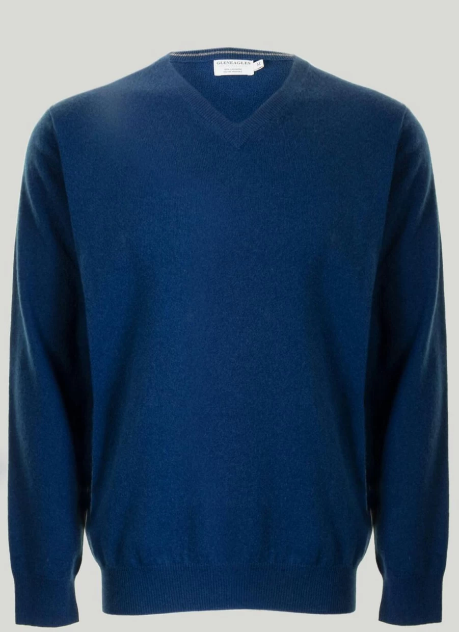 Gleneagles Men's Premium Cashmere V-Neck Jumper - Soft Luxury Knitwear for Gentlemen