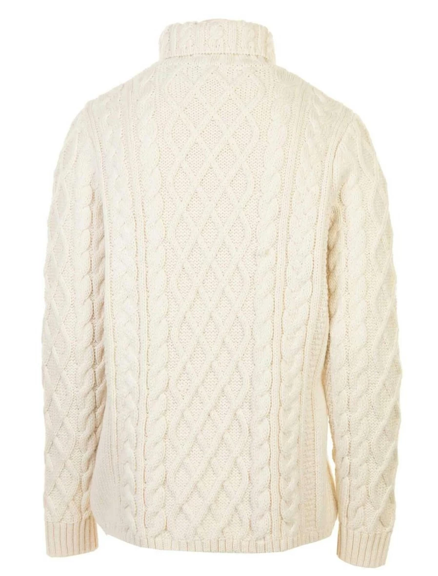 Artisan Knitwear Women's Ecru Wool Roll Neck Jumper - Soft Chunky Knit Sweater