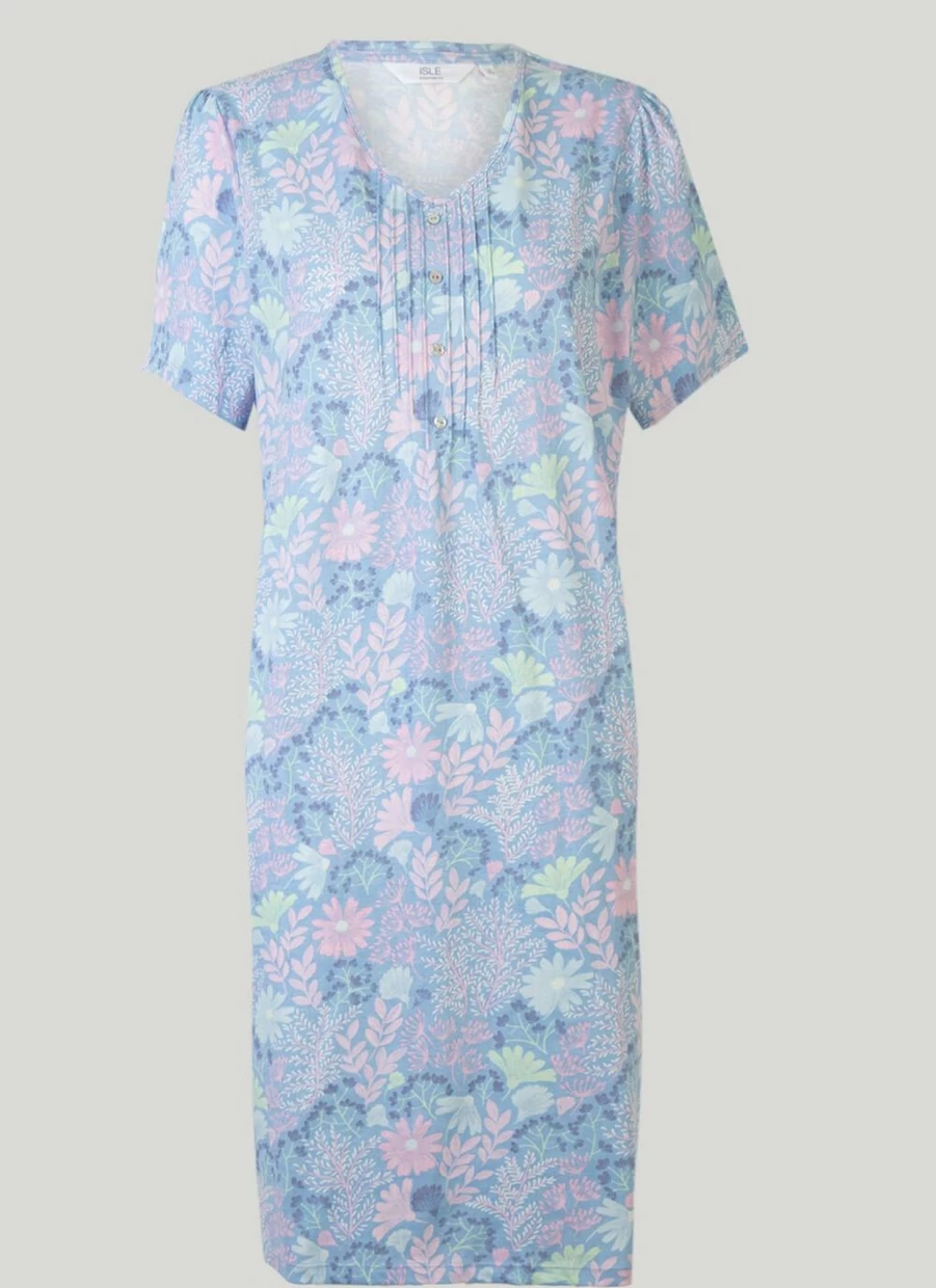 "Isle Women's Floral Print Nightie - Soft Comfort Sleepwear"