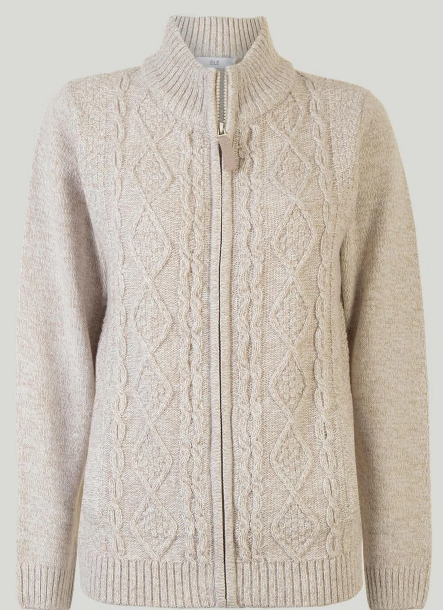 "Isle Women's Zip Front Cardigan - Stylish Knit Sweater for Casual Wear"