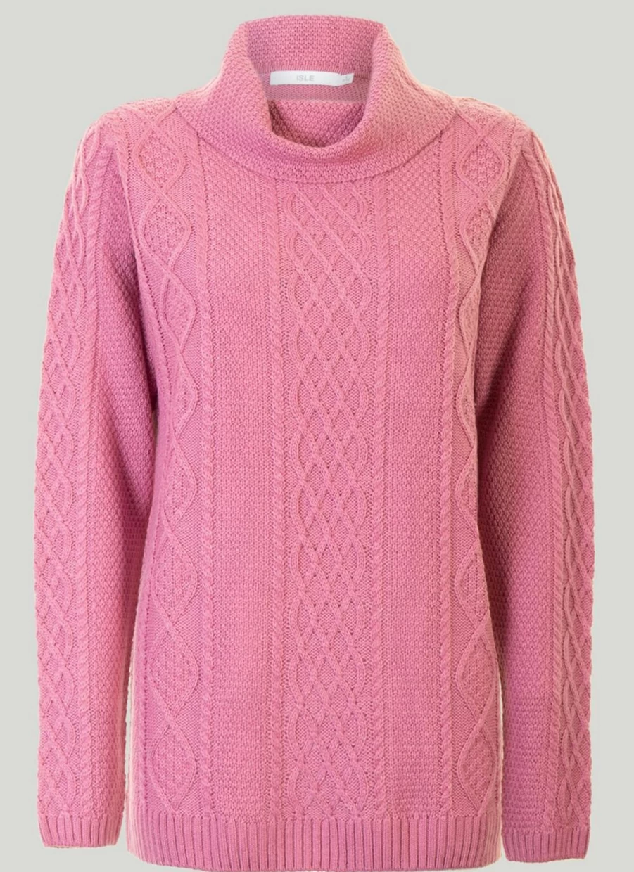 "Isle Women's Pink Bardot Neck Jumper - Soft Knit Off-Shoulder Sweater"