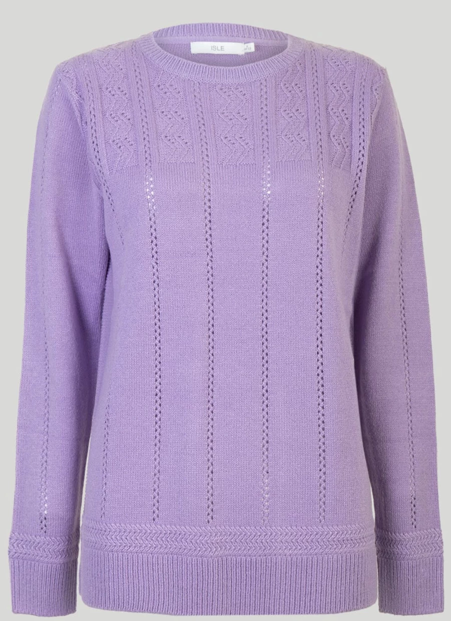 Isle Women's Cable Yoke Knit Jumper Sweater