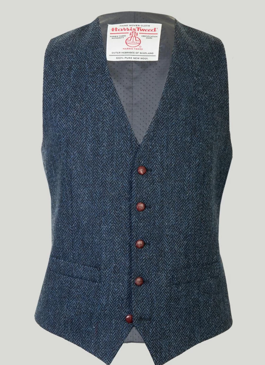 Harris Tweed Men's Benbecula Waistcoat - Classic Vintage Vest for Formal Wear