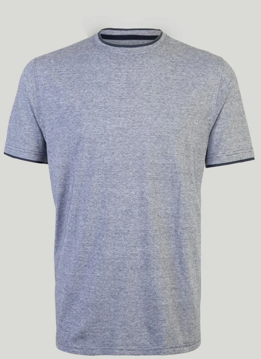 James Pringle Men's Fine Stripe Cotton T-Shirt - Classic Fit Casual Tee