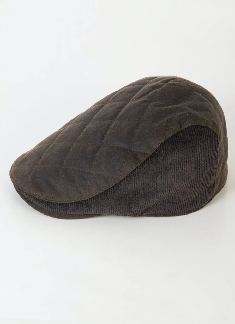 PG Field Men's Green Waxed Cotton & Cord Flat Cap for Outdoor Style