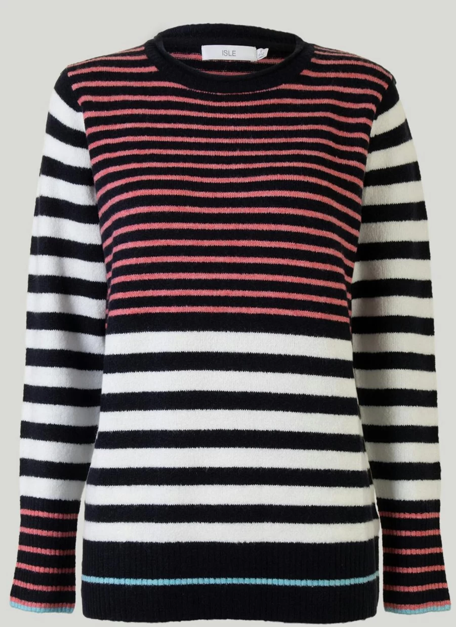 "Isle Women's Contrast Stripe Jumper - Stylish Striped Knit Sweater"