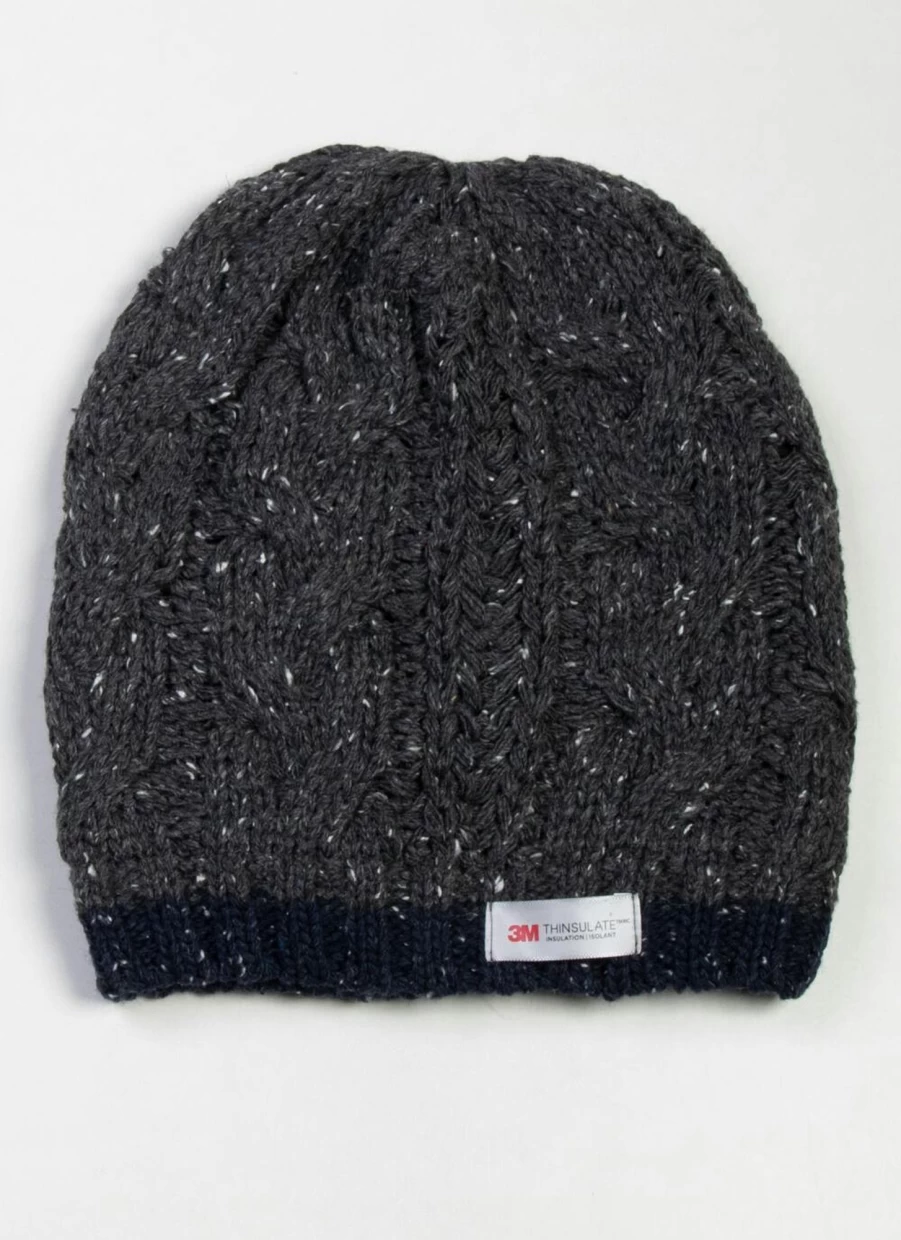 James Pringle Men's Cable Knit Beanie Hat - Winter Wool Skull Cap for Men
