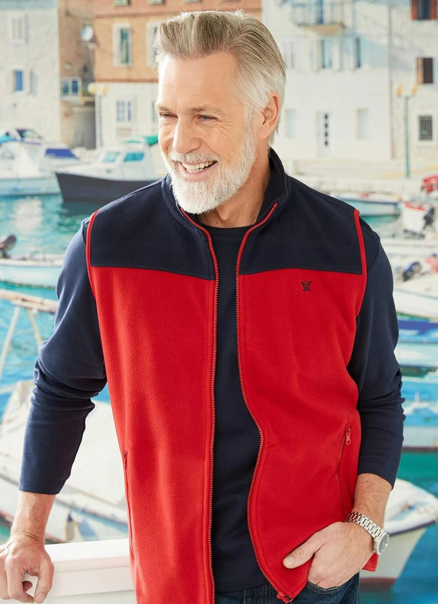 James Pringle Men's Contrast Fleece Gilet - Lightweight Warm Vest for Layering