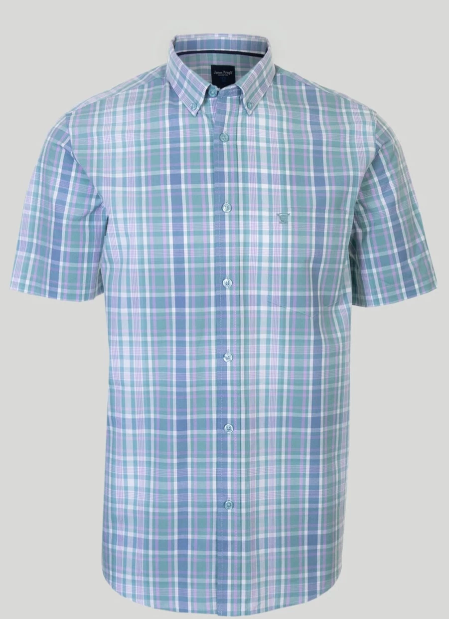 James Pringle Men's Cotton Check Short Sleeve Shirt