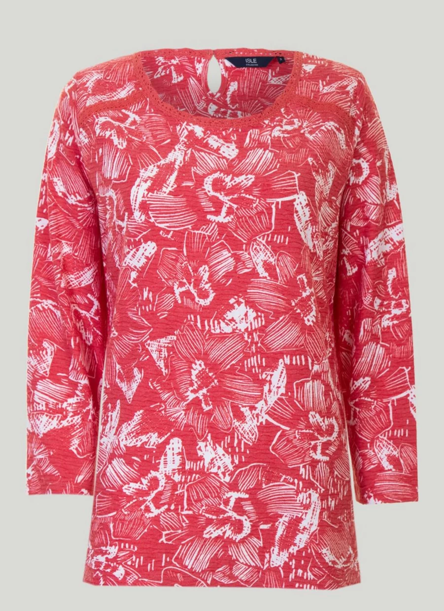 "Isle Women's Printed Jacquard Blouse – Stylish Floral Woven Top"