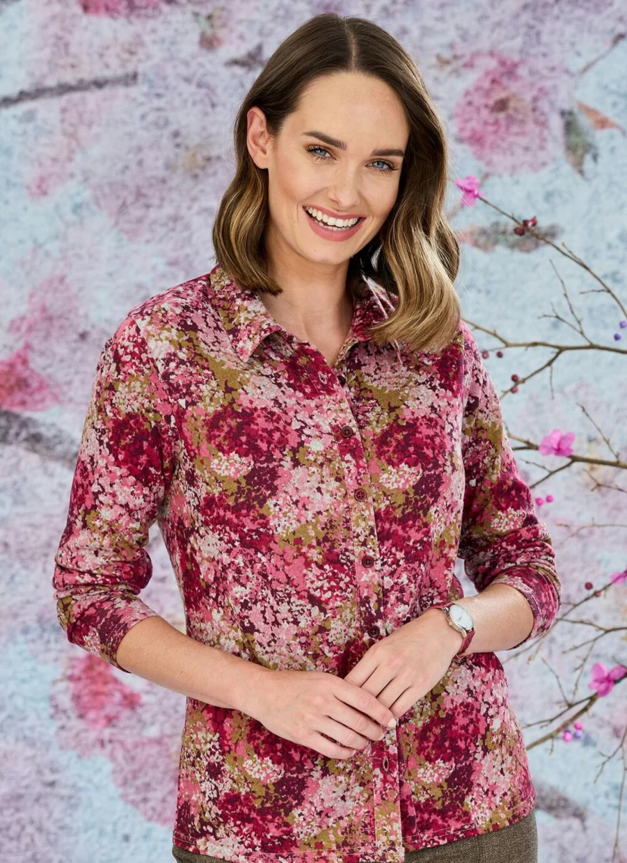 Honor Millburn Women's Printed Jersey Blouse - Stylish Casual Top for Everyday Wear