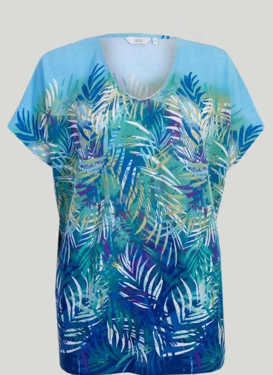 Isle Women's V-Neck Printed T-Shirt - Stylish Casual Tee with Unique Design