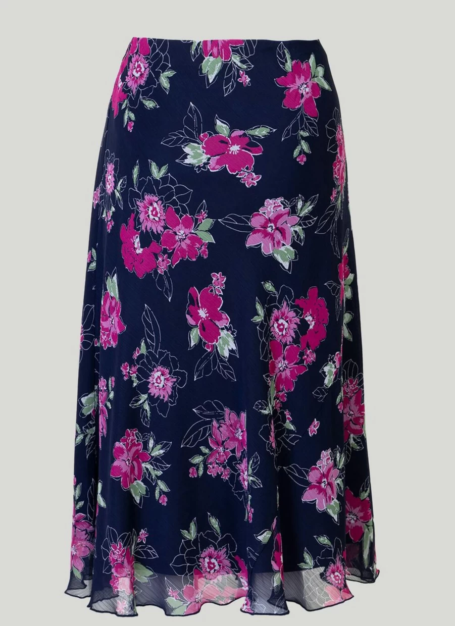 "Isle Women's Floral Print Georgette Skirt - Elegant Flowy Summer Skirt"