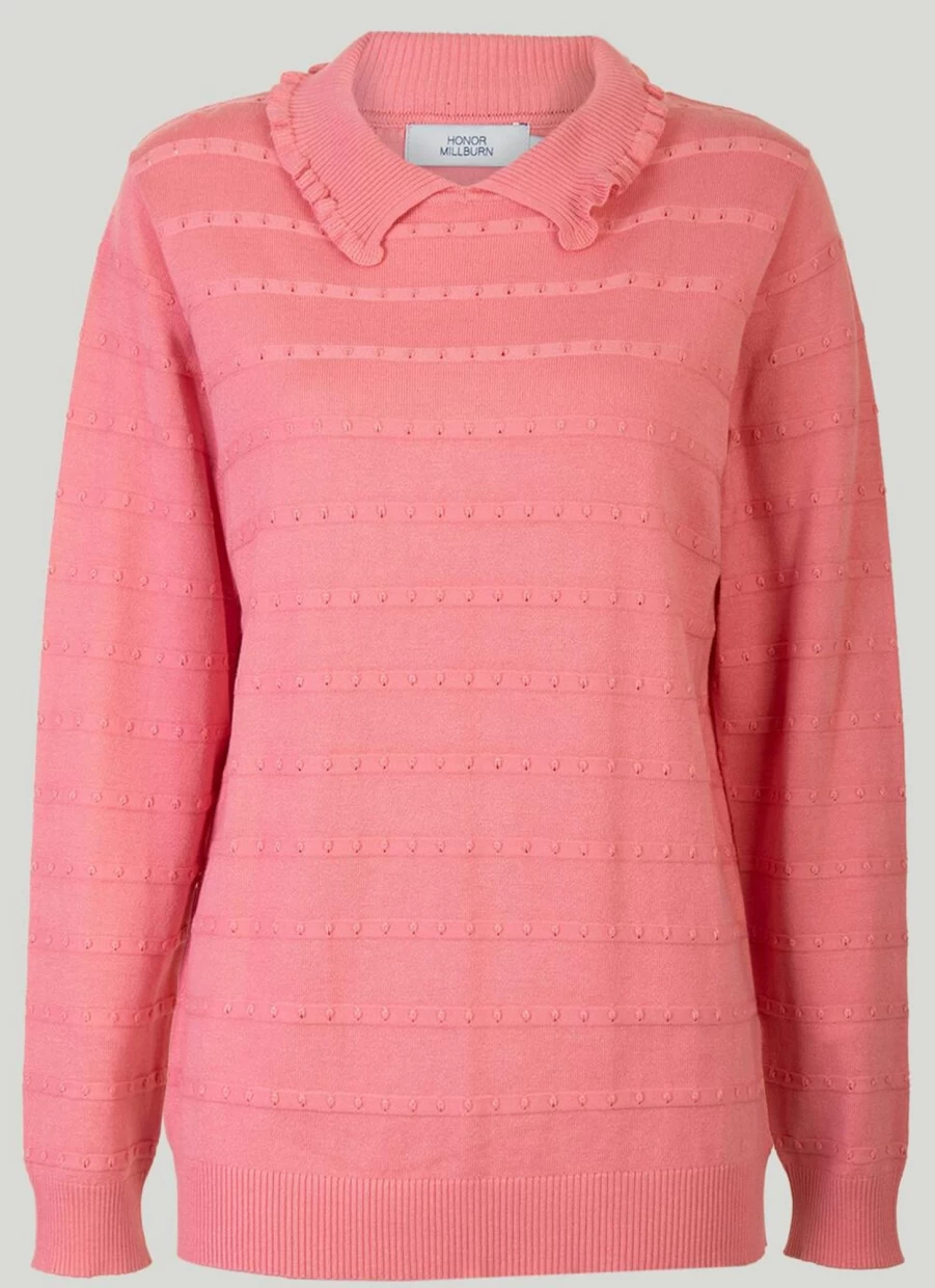 Honor Millburn Women's Frill Collar Jumper - Elegant Knit Sweater with Decorative Neckline
