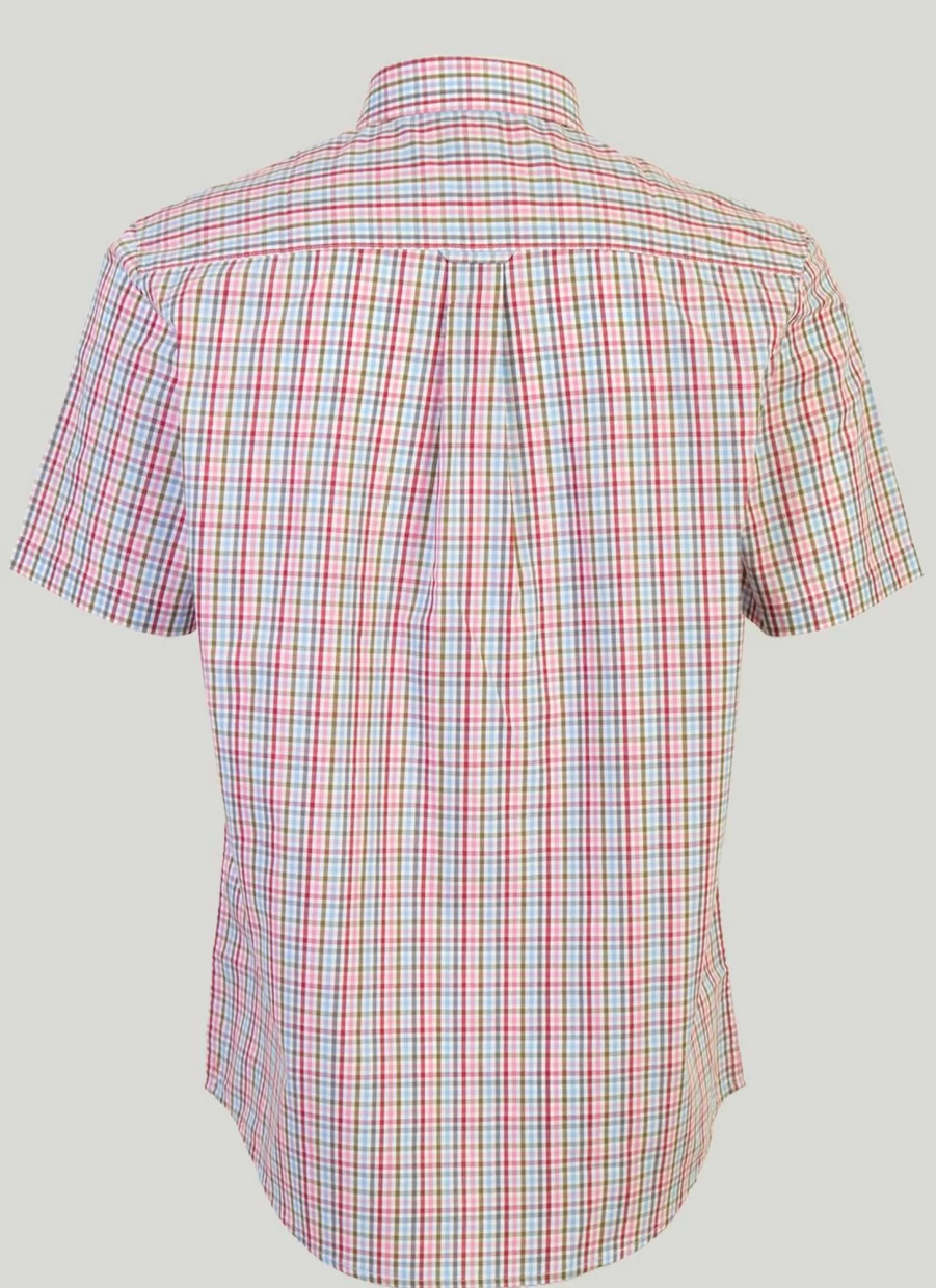 James Pringle Men's Short Sleeve Check Shirt - Classic Plaid Casual Button Down Top