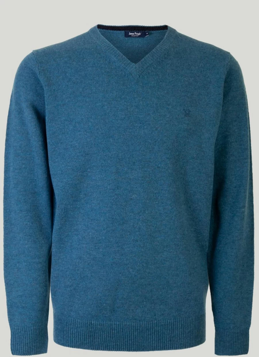 James Pringle Men's Lambswool V-Neck Jumper - Soft Wool Knit Sweater for Men