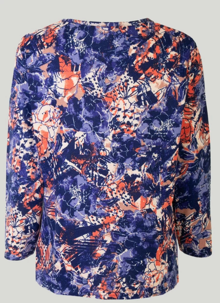Honor Millburn Women's Navy Print Top - Stylish Floral Blouse for Casual Wear