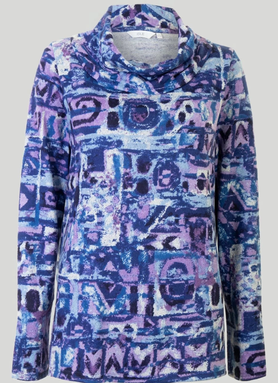 Isle Women's Stylish Print Cowl Neck Top for Casual Wear