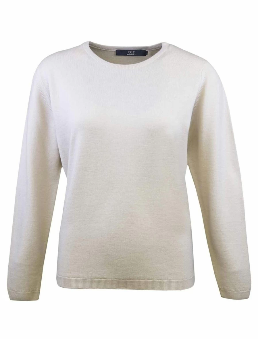 Isle Women's Merino Wool Crew Neck Jumper - Soft & Warm Knit Sweater