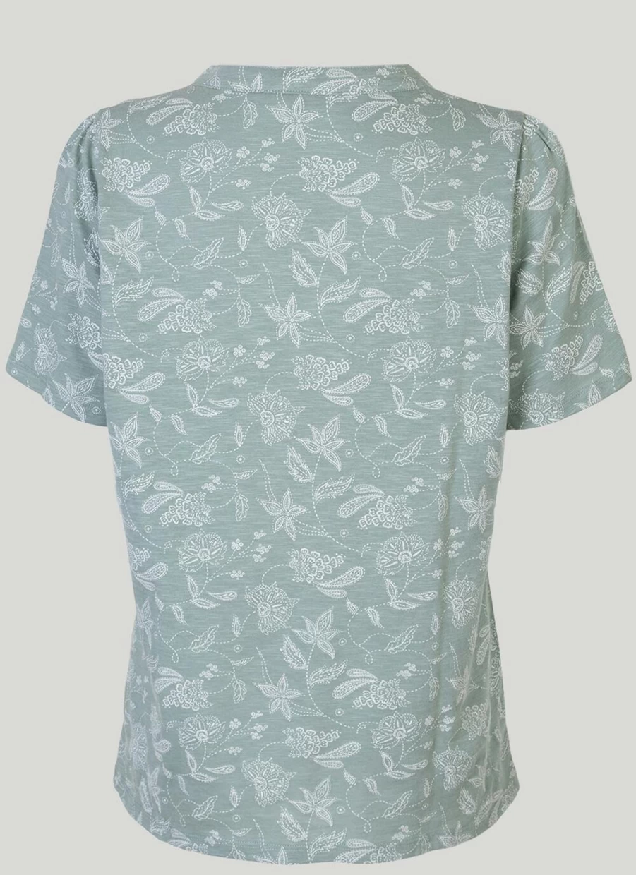 Isle Women's Print Notch Neck T-Shirt - Stylish Casual Top for Everyday Wear