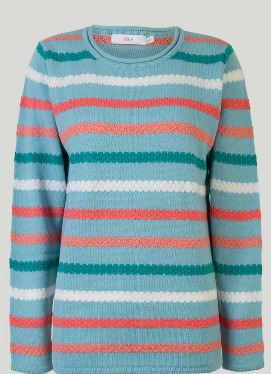 Isle Women's Textured Stripe Knit Jumper - Cozy Striped Sweater