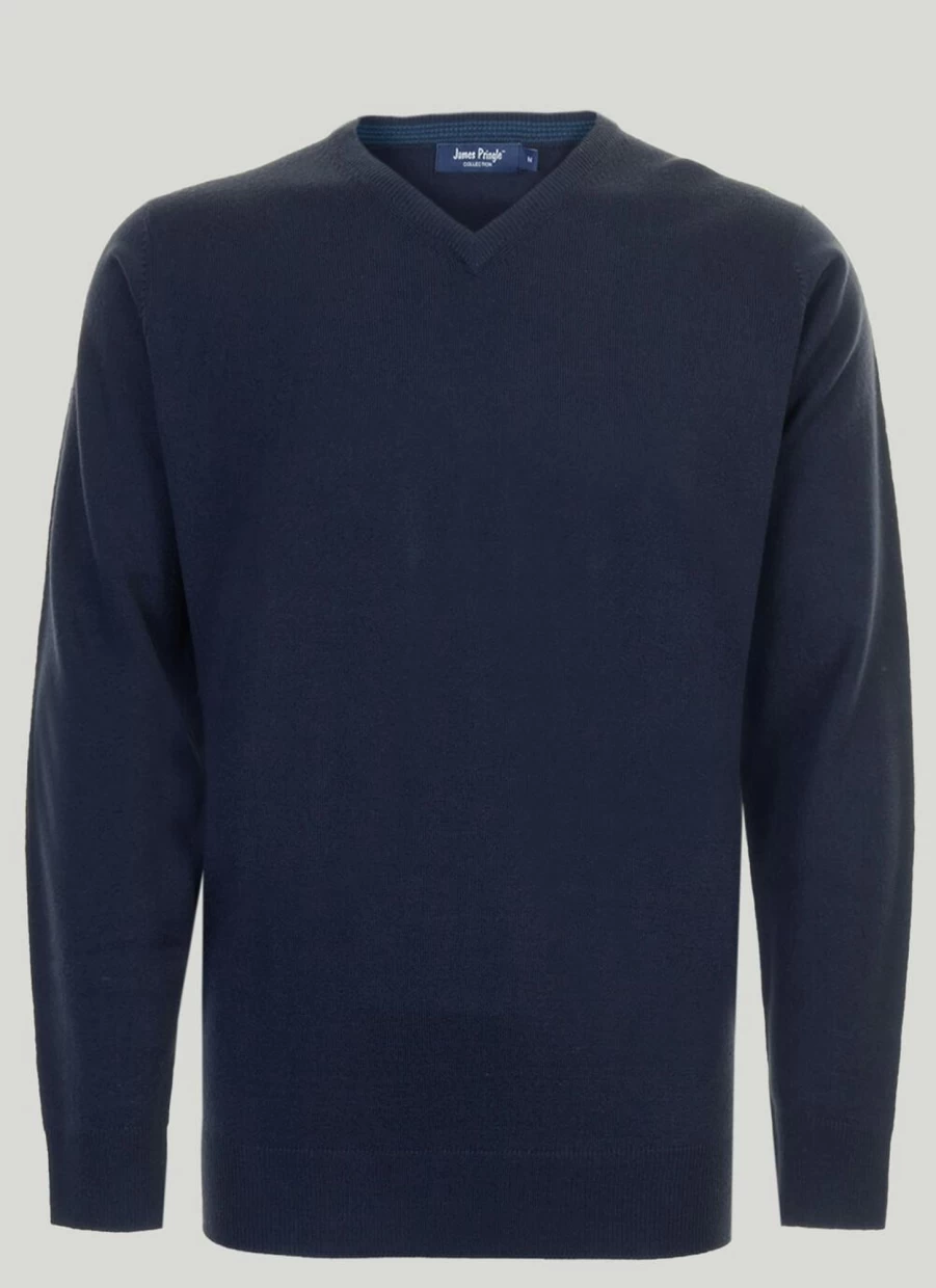 James Pringle Men's Fine Knit V-Neck Jumper - Soft Casual Pullover Sweater