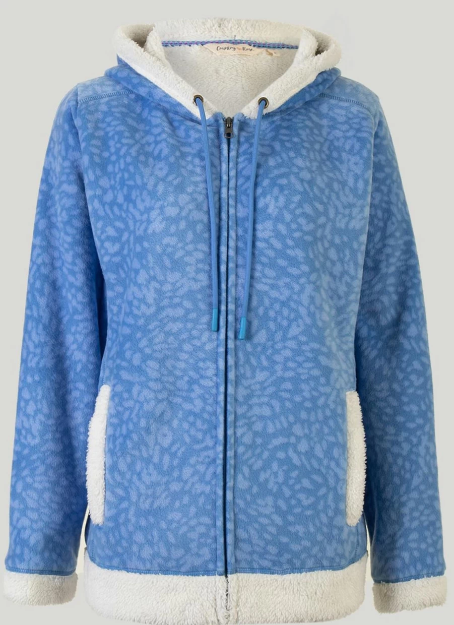 Country Rose Women's Sherpa Fleece Zip-Up Hoodie - Cozy Winter Pullover with Front Pockets