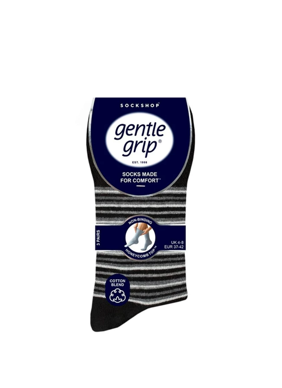 Gentle Grip Women's 3 Pack Comfortable Non-Slip Socks for Everyday Wear
