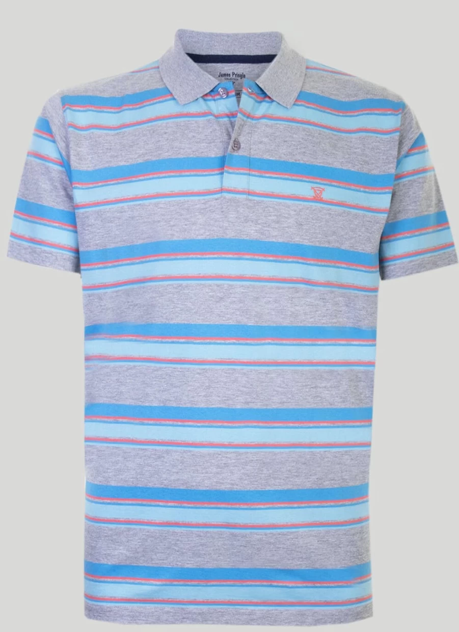 James Pringle Men's Engineered Stripe Polo Shirt - Classic Fit, Premium Cotton, Stylish Design