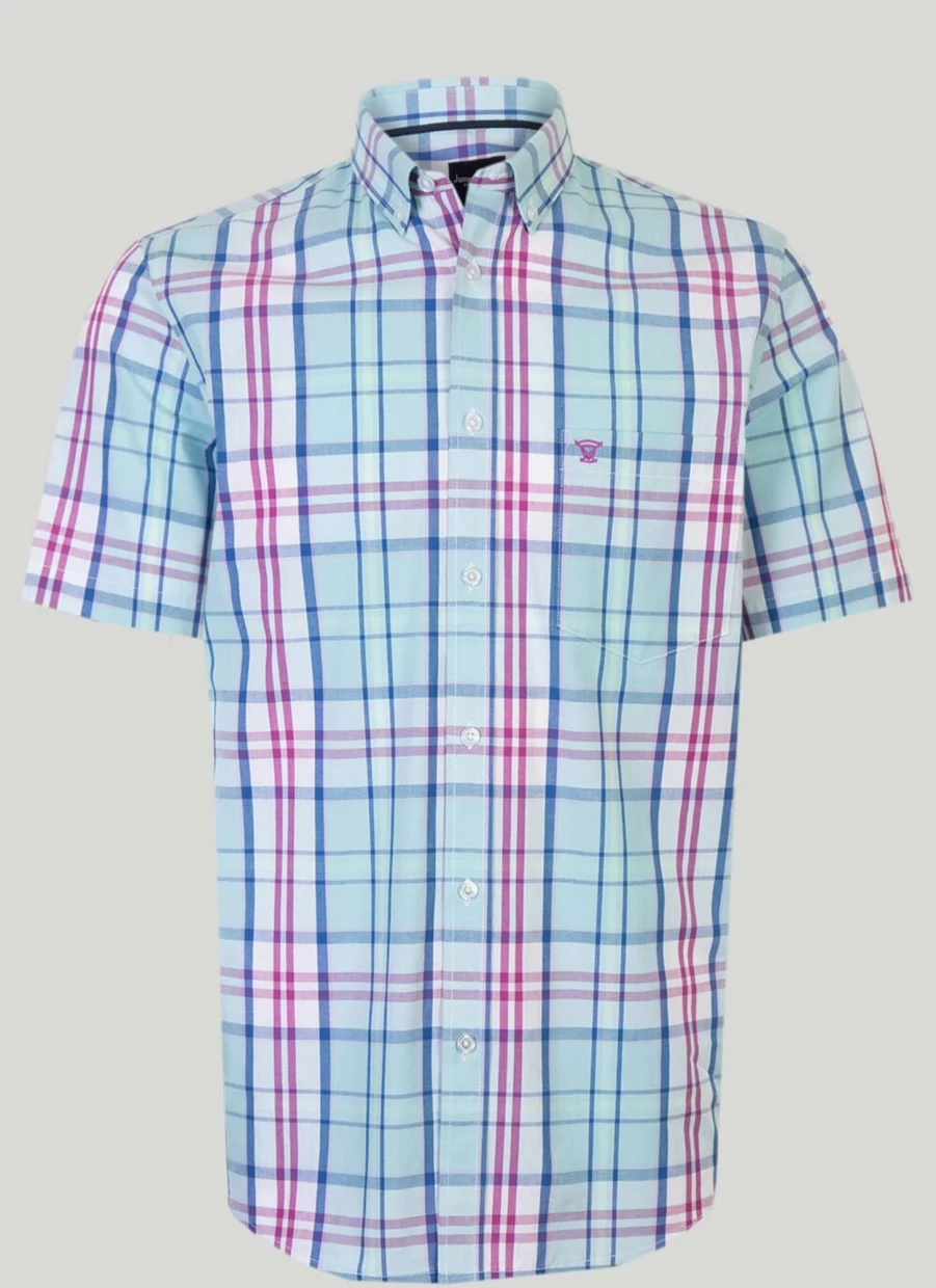 James Pringle Men's Napped Cotton Check Shirt - Soft Plaid Casual Shirt for Men